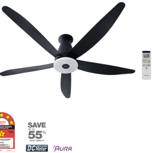 Panasonic 60" Aura Series 5 Blade Remote Ceiling Fan - Black (Short Pipe)