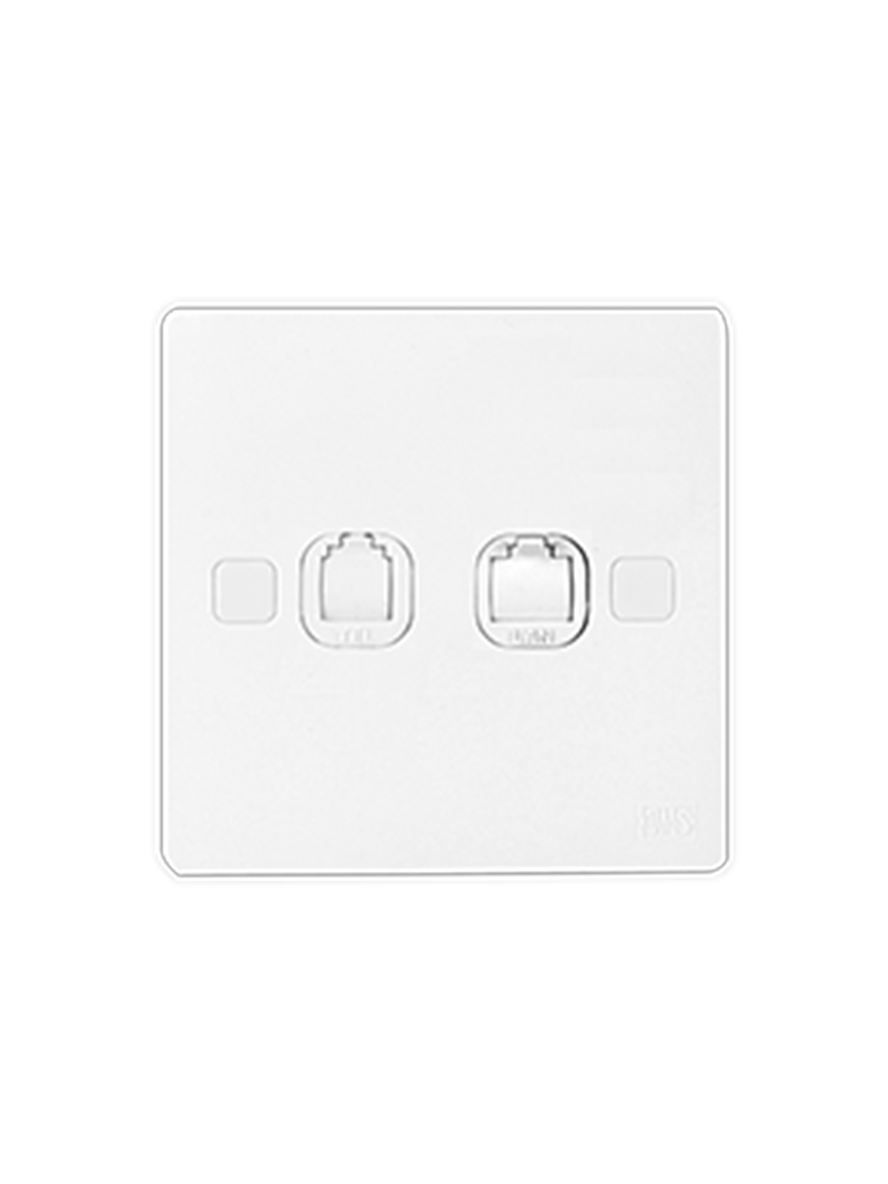 header main page products ums 6 series satellite telephone tv lan data socket 9.png UMS 2 Gang Tel + Computer Socket 6S