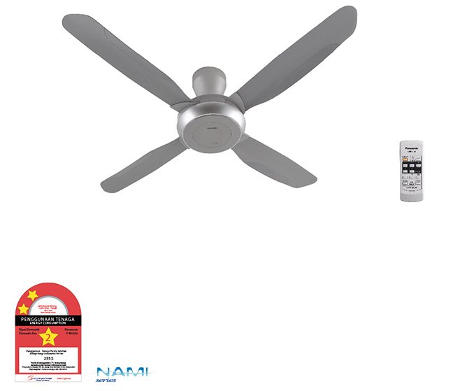 panasonic-f-m14e2vbhh-nami-ceiling-fan-silver-grey Panasonic F-M14E2VBHH 56-inch four-blade Nami ceiling fan in silver grey