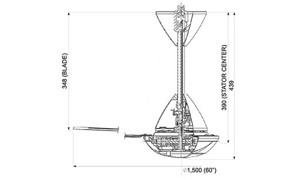 panasonic-f-m15a0-installation-space Panasonic F-M15A0 ceiling fan installation space diagram